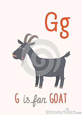 G is for Goat. Vector clipart eps 10 hand drawn illustration on white. Vector Illustration