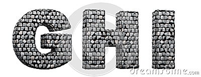 g, h, i, Stone letters . 3d render. Stone floor alphabet Stock Photo