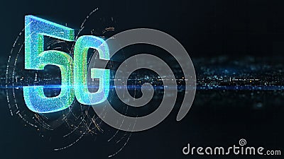 5G icon digital wireless high speed fifth innovative generation Stock Photo