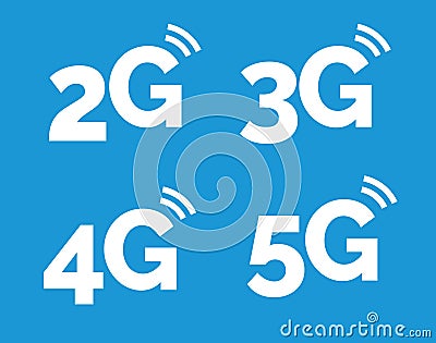 5g icon, 4g logo on blue. 2g network vector technology 3g icon Vector Illustration