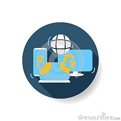 5g internet connection flat icon. Color Vector Illustration