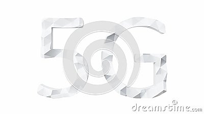 5G internet connection low-poly font on a white background. Cartoon Illustration