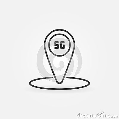 5G internet technology location mark outline vector icon Vector Illustration