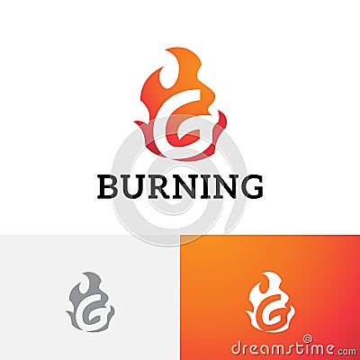 G Letter Burning Hot Flame Fire Gas Danger Logo Vector Illustration