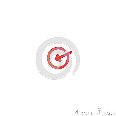 G letter logo design. circle with arrow goes inside vector icon illustration Vector Illustration