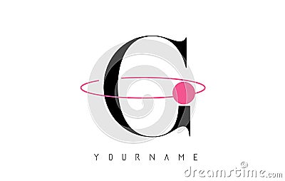 G Letter Logo Design with a Round Pink Eclipse Vector Illustration