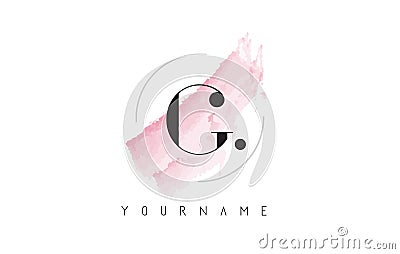 G Letter Logo with Pastel Watercolor Aquarella Brush. Vector Illustration