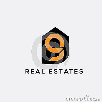 G letter real estates logo. House vector logo Vector Illustration