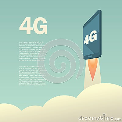 4G or LTE presentation poster template with Vector Illustration