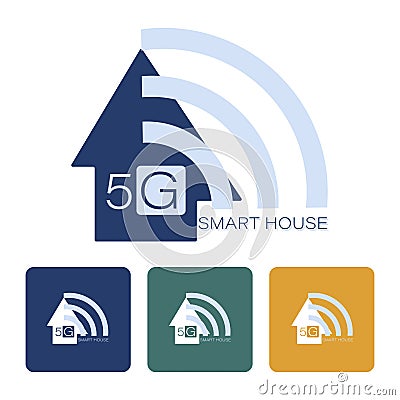 5g. Lte. Smart House logo. Vector web icon for use in infographics. Smart home concept icon. Emblem sign Wi-Fi. Vector Illustration