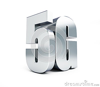 5G metal sign, 5G cellular high speed data wireless connection. 3d Illustrations Stock Photo