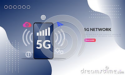 5G mobile network concept, broadband telecommunication wireless internet, Global network high speed innovation connection data Vector Illustration