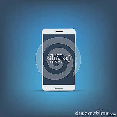 4g mobile smartphone symbol with long shadow Vector Illustration