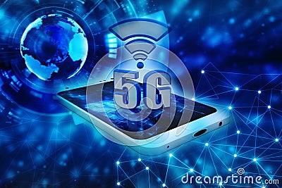 5G Network, 5G Connection Concept 3d rendering Stock Photo