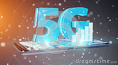 5G network with mobile phone 3D rendering Stock Photo