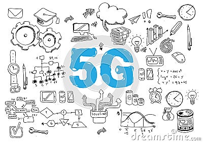 5G network or mobile speed as broadband concept with icons. - Vector Cartoon Illustration