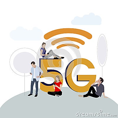 5g network. New modern mobile connect technology Vector Illustration