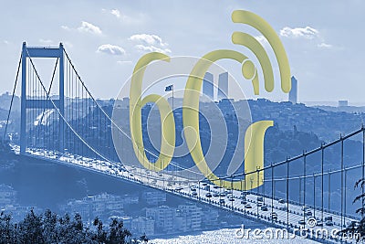 6G network wireless systems in big city Istanbul Stock Photo