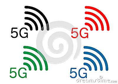 5G new wireless internet wifi connection - set icons 5 g new generation mobile network icon, vector isolated or white background Vector Illustration