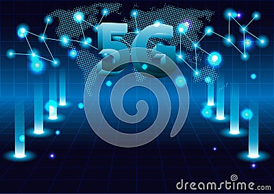 5G new wireless internet wifi connection. Global network high speed innovation connection technology. Vector Illustration