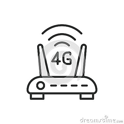4g router icon line design. 4g, router, icon, mobile, wireless, internet, technology vector illustration. 4g router Vector Illustration