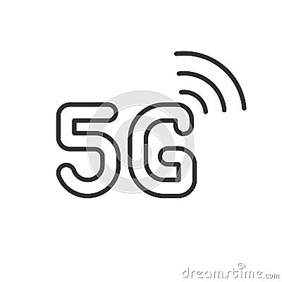 5G sign icon line design. 5g, symbol, sign, icon, mobile, technology, internet vector illustrations. 5G sign editable Vector Illustration