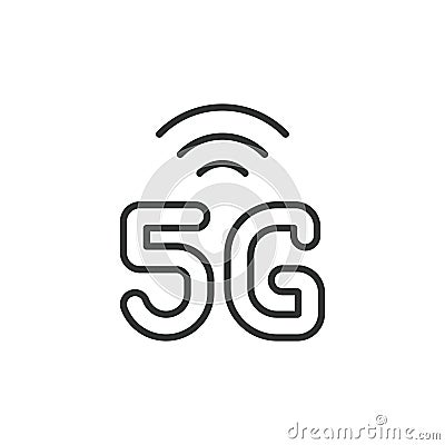 5G sign icon line design. 5g, symbol, sign, icon, mobile, technology, internet vector illustrations. 5G sign editable Vector Illustration