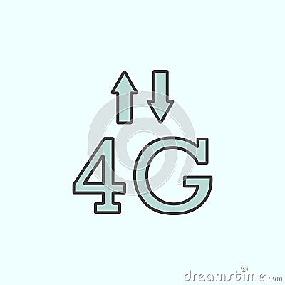 4g, signal, arrows color vector icon, vector illustration Cartoon Illustration