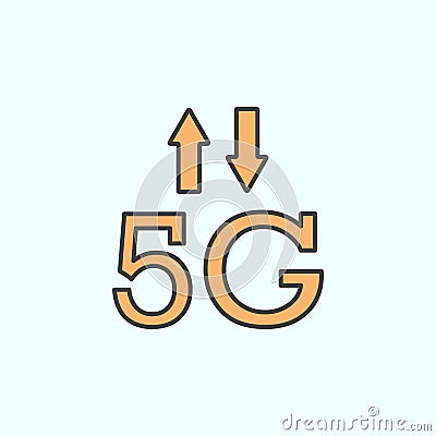 5g, signal, arrows color vector icon, vector illustration Cartoon Illustration