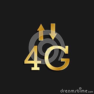 4g, signal, arrows gold icon. Vector illustration of golden style Vector Illustration