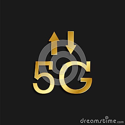 5g, signal, arrows gold icon. Vector illustration of golden style Cartoon Illustration
