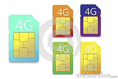 4g sim card. Mobile connection. Wireless network. Technologies for the Internet. Maps for the smartphone Vector Illustration