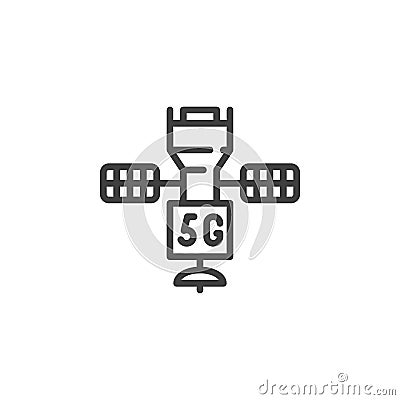 5G space satellite line icon Vector Illustration