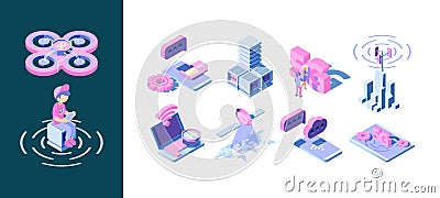 5g technology. Business concept of smart wireless telecommunication broadcasting waves vector innovation network Vector Illustration