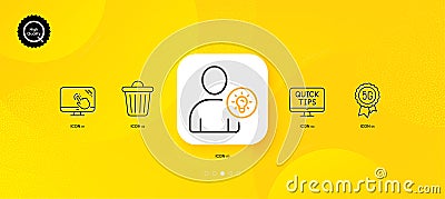 5g technology, Touch screen and Trash bin minimal line icons. For web application, printing. Vector Vector Illustration