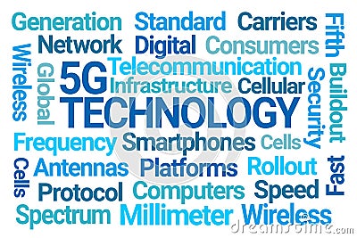 5G Technology Word Cloud Stock Photo