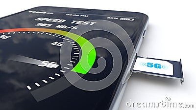 5g telecom network sim card and internet connection speed test Cartoon Illustration