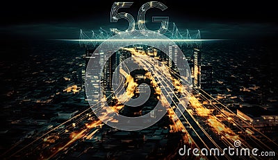 5G telecommunications network infrastructure wireless tec three created with generative AI Stock Photo