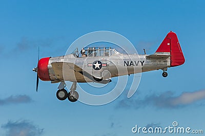 AT-6G Texan Flies By With Landing Gear Down Editorial Stock Photo