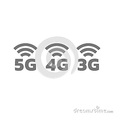 3G, 4G, and 5G vector icon set Vector Illustration