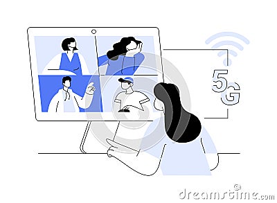 5G video calls abstract concept vector illustration. Vector Illustration