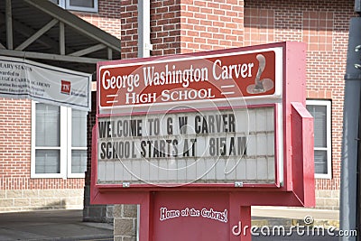 George Washington Carver High School Sign, Memphis, TN Editorial Stock Photo