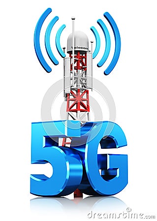 5G wireless communication technology concept Cartoon Illustration