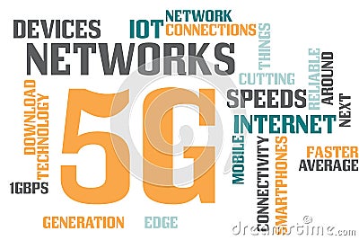 5G word cloud Stock Photo