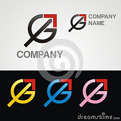 GA Letter with Up Arrows Vector Illustration