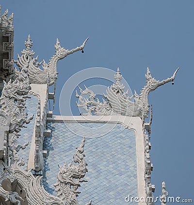 Gable apex on Ubosot ,Thailand Stock Photo