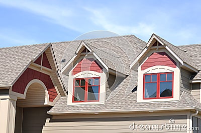 Gable Dormers on Residential Home Stock Photo