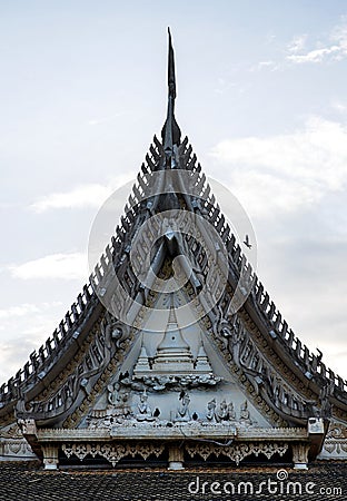 Gable of the old temple In Phitsanulok province Stock Photo