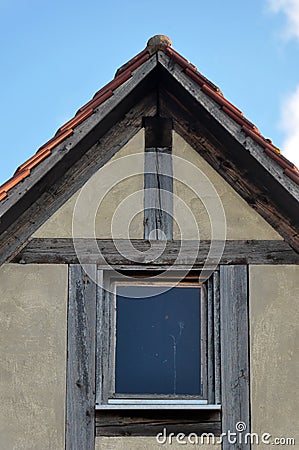 Gable of an old timbered house Stock Photo