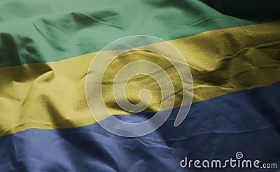 Gabon Flag Rumpled Close Up Stock Photo